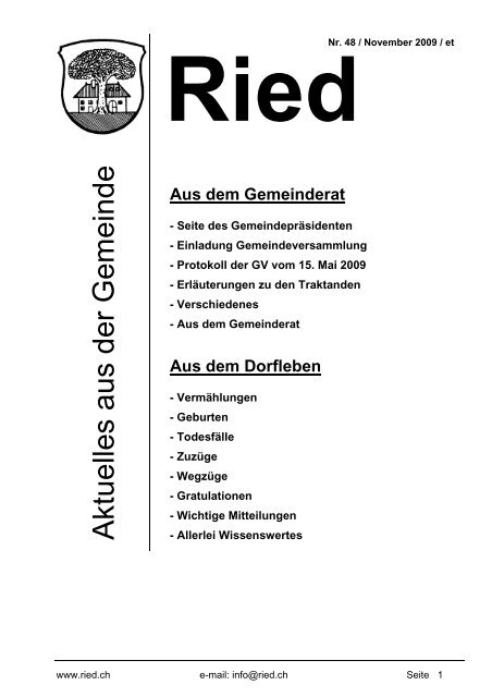 Bulletin Nr. 48 (November 2009) - Gemeinde Ried b. Kerzers