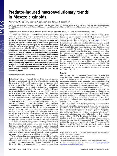 Predator-induced macroevolutionary trends in Mesozoic crinoids