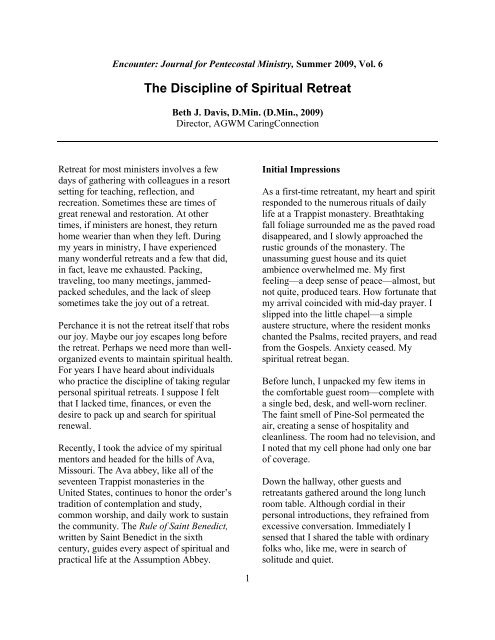 Encounter: Journal for Pentecostal Ministry - Assemblies of God ...