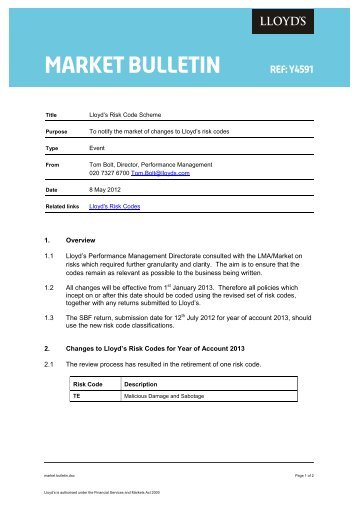 market bulletin - Lloyd's