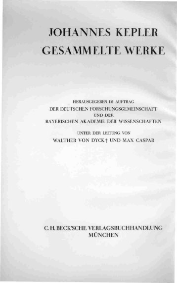 JOHANNES KEPLER 'GESAMMELTE WERKE