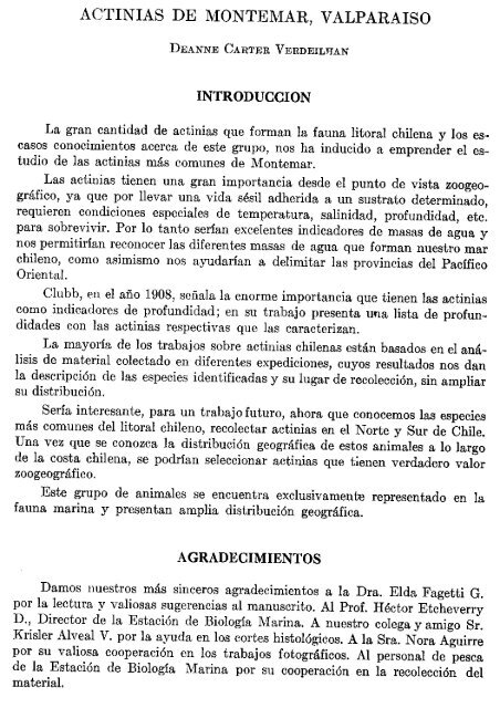 actinias de montemar, valparaiso - Revista de Biología Marina y ...