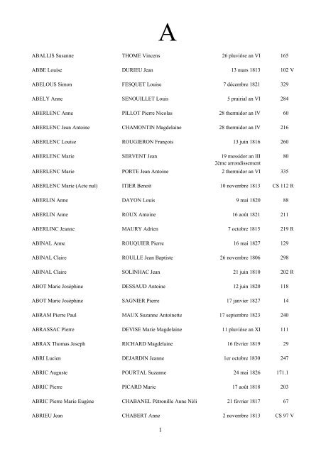 table des mariages 1792-1832