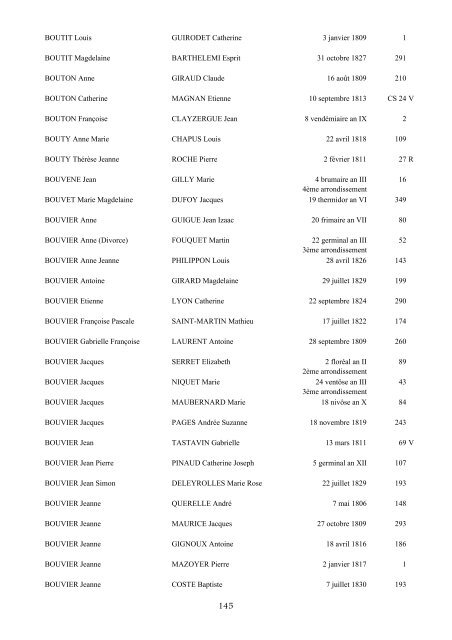 table des mariages 1792-1832