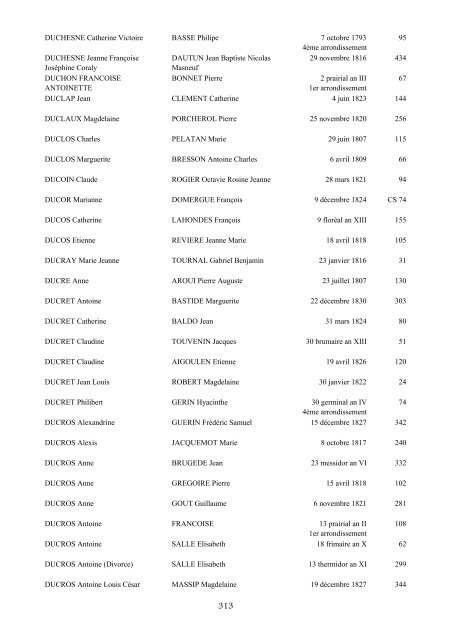 table des mariages 1792-1832