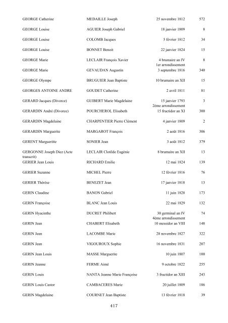 table des mariages 1792-1832