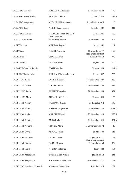 table des mariages 1792-1832