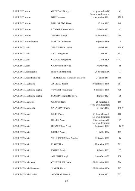 table des mariages 1792-1832