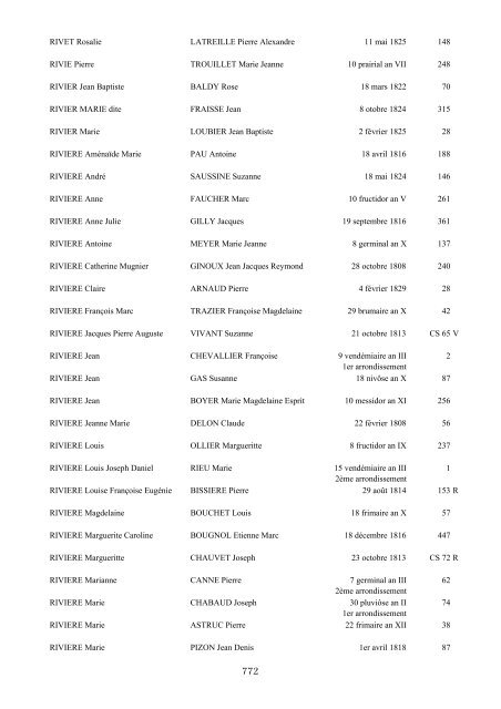 table des mariages 1792-1832