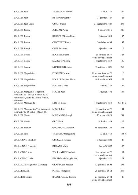 table des mariages 1792-1832