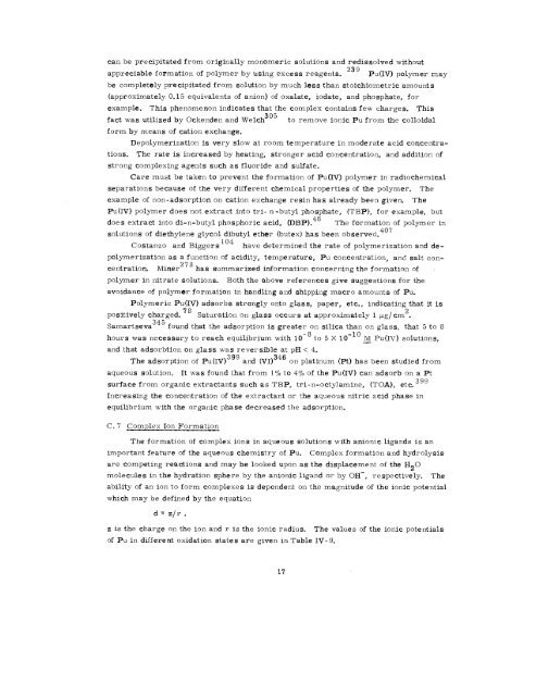 THE RADIOCHEMISTRY OF PLUTONIUM - Sciencemadness.org