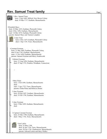 Rev. Samuel Treat family - Cape Cod history and literature