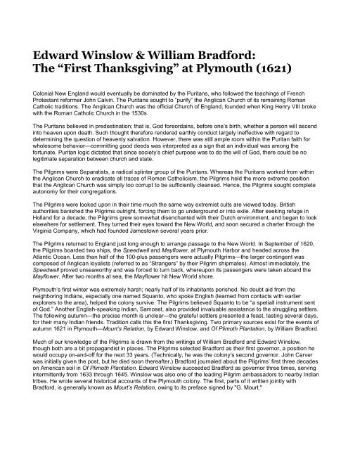 Edward Winslow William Bradford The First Apush Xl Com