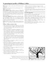 A genealogical profile of William Collier - Plimoth Plantation