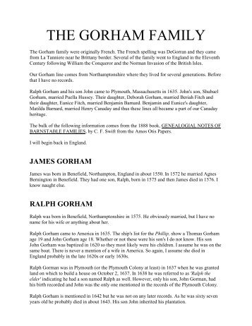 THE GORHAM FAMILY - BillPutman