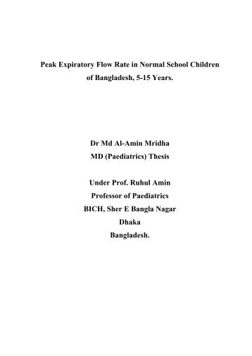 Thesis - MD (Paediatrics) - "Peak Expiratory Flow Rate in