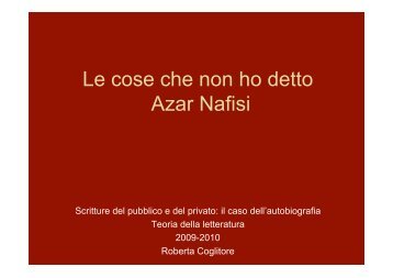 azar nafisi - Facoltà di Scienze della Formazione