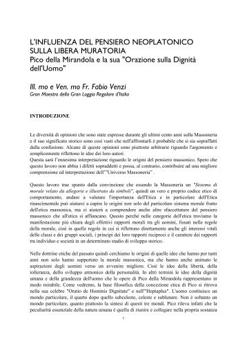 l'influenza del pensiero neoplatonico sulla libera muratoria - Loggia ...