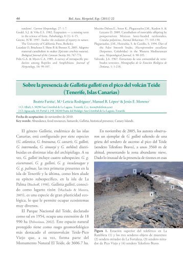 Sobre la presencia de Gallotia gallotien el pico del volcán Teide ...