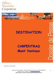Contact presse :Lucile Clemençot - Office de Tourisme de Carpentras