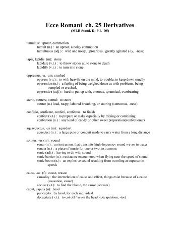 Ecce Romani ch. 25 Derivatives - Lewiston School District