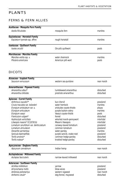 •Jepson Man Plnt List - UC Davis Natural Reserve System