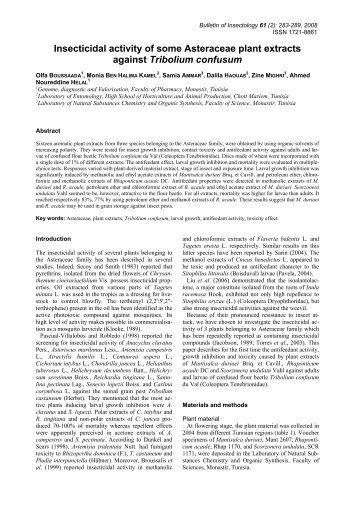 Insecticidal activity of some Asteraceae plant extracts against ...