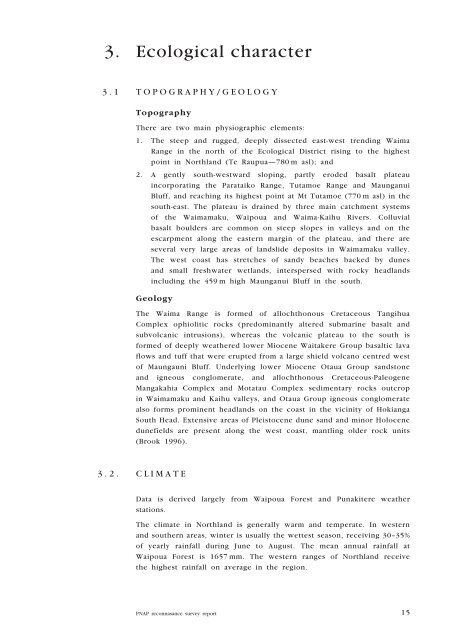 Natural areas of Tutamoe Ecological District (3. Ecological character)