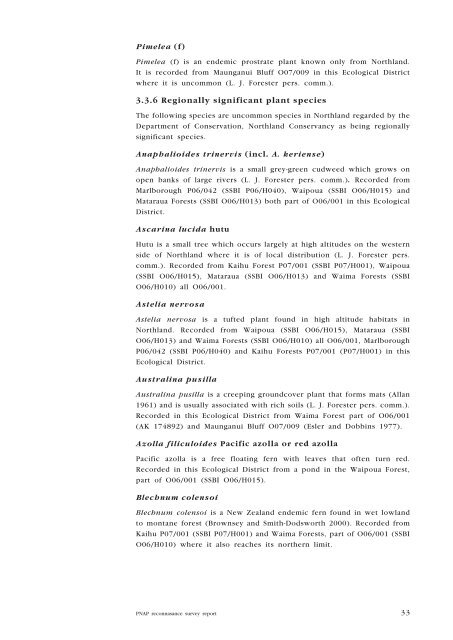 Natural areas of Tutamoe Ecological District (3. Ecological character)