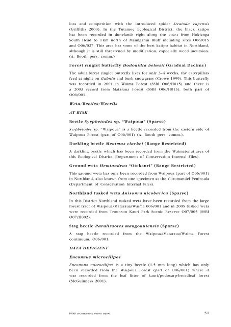 Natural areas of Tutamoe Ecological District (3. Ecological character)