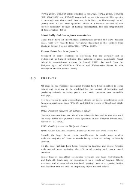 Natural areas of Tutamoe Ecological District (3. Ecological character)