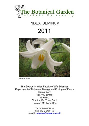 Index Seminum of seeds from 2011 can be downloaded here