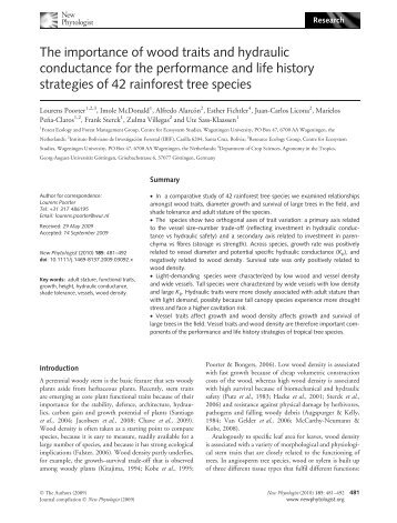 The importance of wood traits and hydraulic conductance for the ...