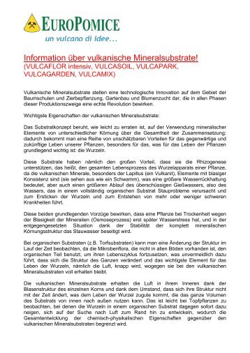 Informationen über vulkanische Mineralsubstrate - Europomice Srl