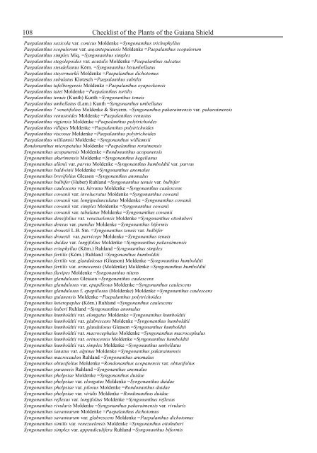 Checklist of the Plants of the Guiana Shield - Department of Botany ...