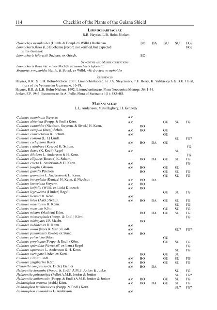 Checklist of the Plants of the Guiana Shield - Department of Botany ...