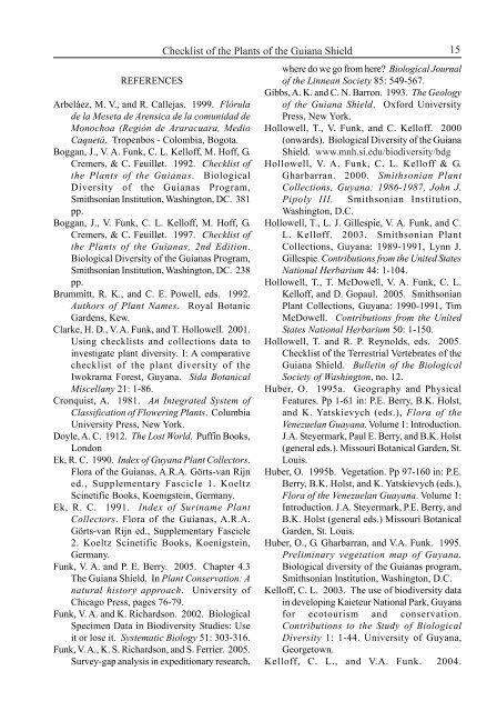 Checklist of the Plants of the Guiana Shield - Department of Botany ...