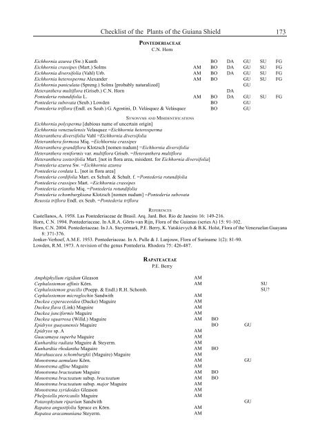 Checklist of the Plants of the Guiana Shield - Department of Botany ...