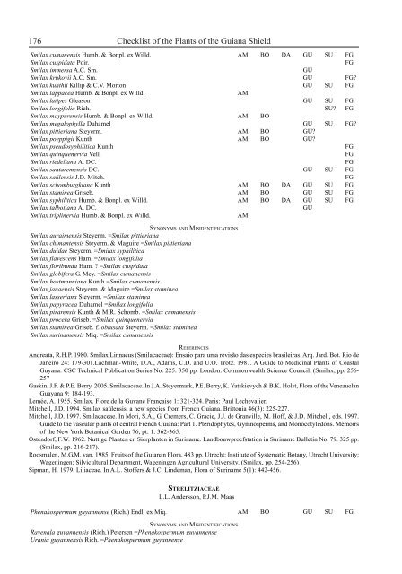 Checklist of the Plants of the Guiana Shield - Department of Botany ...