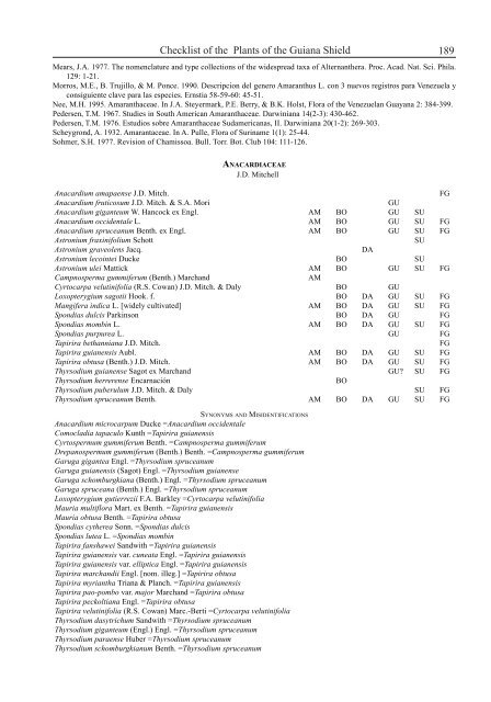 Checklist of the Plants of the Guiana Shield - Department of Botany ...