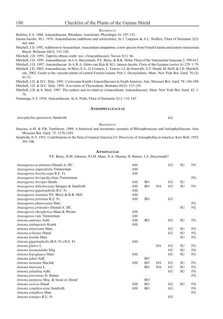 Checklist of the Plants of the Guiana Shield - Department of Botany ...