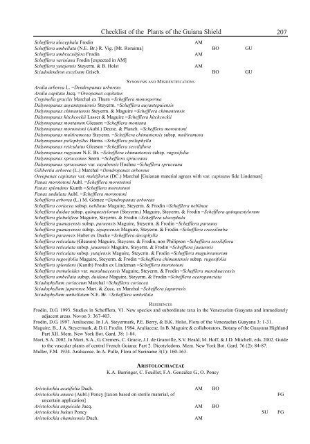 Checklist of the Plants of the Guiana Shield - Department of Botany ...