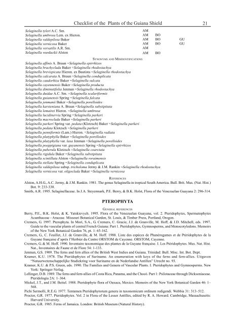 Checklist of the Plants of the Guiana Shield - Department of Botany ...