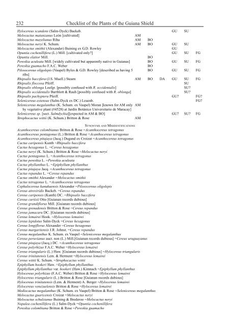 Checklist of the Plants of the Guiana Shield - Department of Botany ...