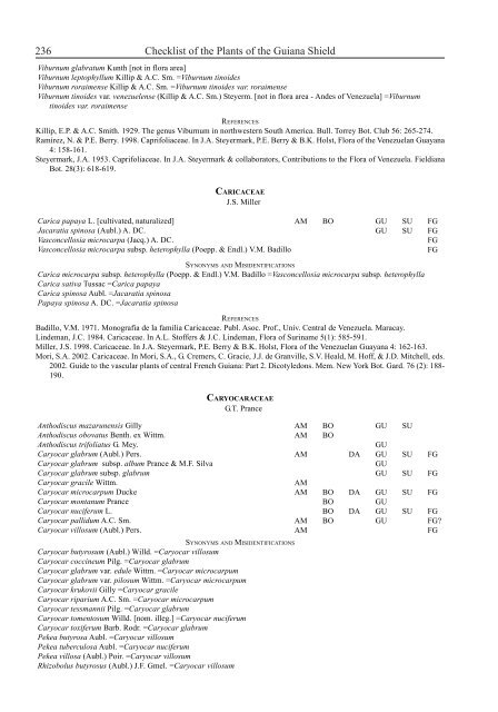 Checklist of the Plants of the Guiana Shield - Department of Botany ...