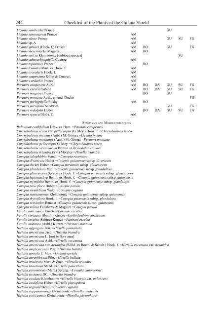 Checklist of the Plants of the Guiana Shield - Department of Botany ...