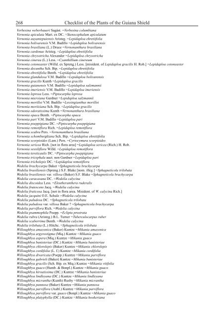 Checklist of the Plants of the Guiana Shield - Department of Botany ...