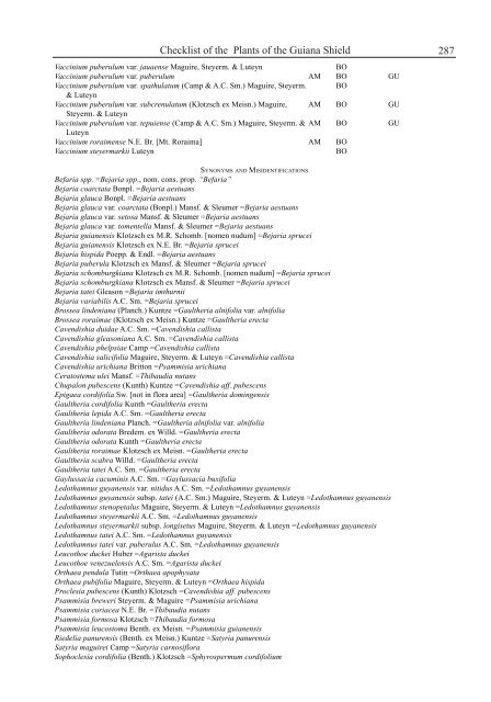 Checklist of the Plants of the Guiana Shield - Department of Botany ...