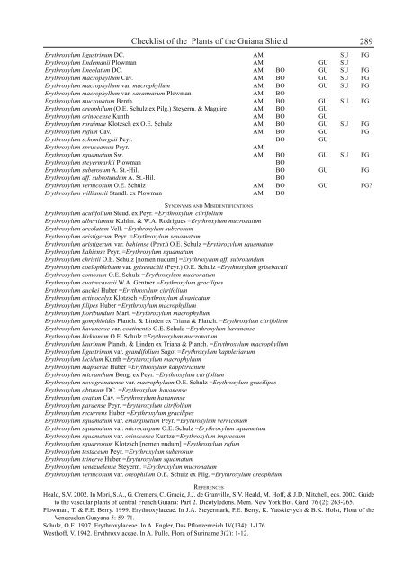 Checklist of the Plants of the Guiana Shield - Department of Botany ...