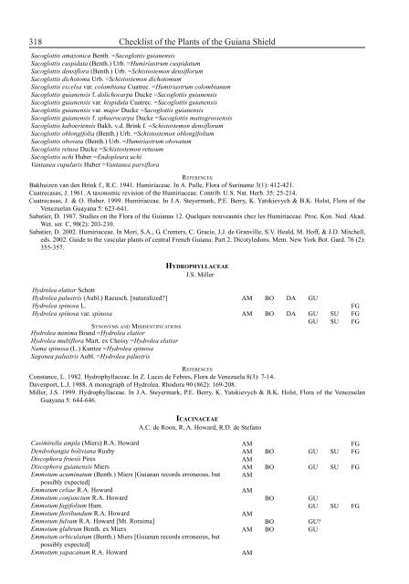 Checklist of the Plants of the Guiana Shield - Department of Botany ...